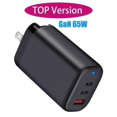 China Mobile Phone Tablet MP3 GPS Top Version GaN 65W Adapter 3 In 1 Type C US/EU/UK Charger Plug QC4.0 PD3.0 Fast Charging Chargers For Android Mobile Power laptop for sale