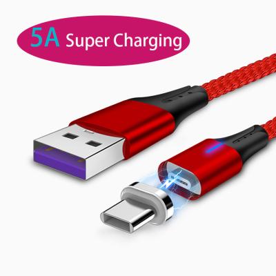 China 5A Type C USB Cable Strong Magnetic MP3/MP4 Player Good Quality Super Fast Charging Nylon Braided For Mobile Phone for sale