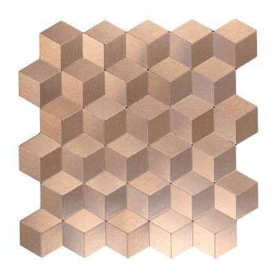 China Parquet Rose Gold Cube Metal Decorative Slab Peel and Stick Mosaic for sale