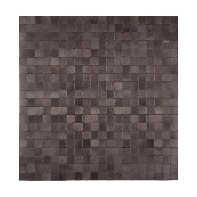 China Parquet Brown 15x15mm Peel And Stick Aluminum Backsplash Mosaic Slabs for sale