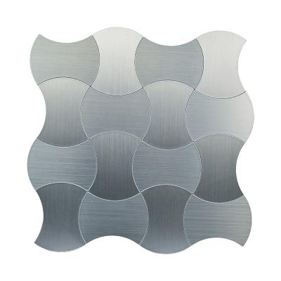 China Parquet Waist Brushed Hide And Stick Silver Aluminum Kitchen Backsplash Slab Mosaic for sale