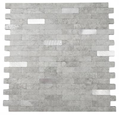 China Parquet Aluminum Metal And PVC Stone Mosaic Slab Self Adhesive Stick On Kitchen Backsplash for sale