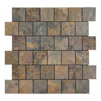 China Parquet Backsplash Peel and Stick PVC Oxide Slate Stone Mosaic Slab for sale