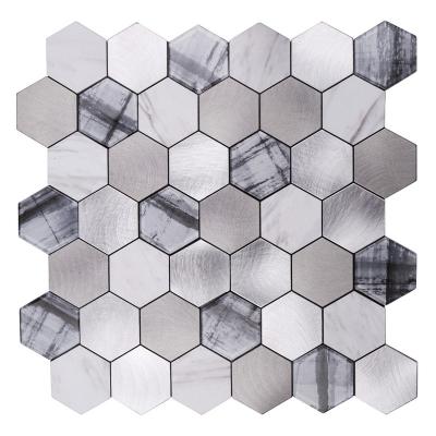 China Backsplash Parquet Peel and Stick Glass Stone Mosaic Slab for sale