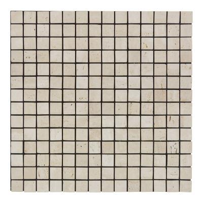 China Self Adhesive Beige Parquet Travertine Stone Mosaic Slab for sale