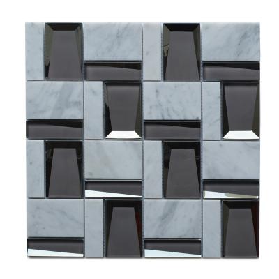 China Parquet Aluminum&Glass Mosaic Slab For Home Wall Decoration for sale