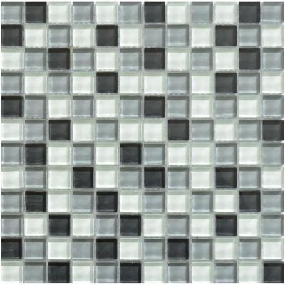 China Cheap white gray and black 8mm crystal glass mosaic tiles flooring for bathroom wall for sale