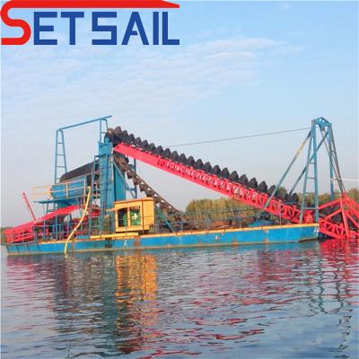 China 128-176PCS Chain Bucket Lake Sand Gold Dredger with Diamond Agitation Chute at Affordable for sale