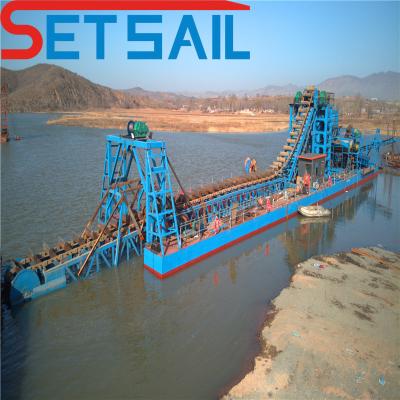 China 60m3-500m3 Capacity Customized Chain Bucket Sand Gold Dredger with Trommel Screen for sale