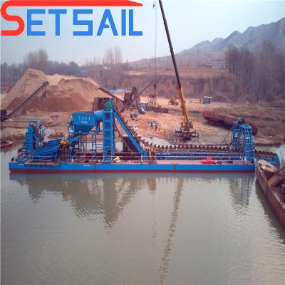 China 128-176PCS Chian Quantity Chain Bucket River Sand Gold Ship with Crusher Machinery for sale