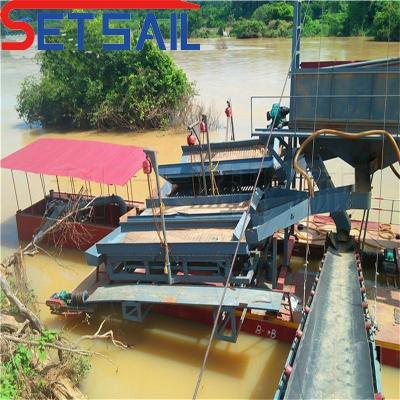 China Chain Bucket Sand Dredger 75kw-240kw Power for River Sand Gold and Diamond Extraction for sale