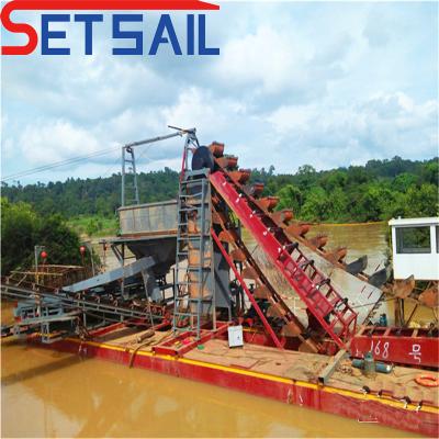 China 7.5-50kw Injection Pump Power Chain Bucket River Gold and Diamond Mining Dredger Equipment for sale