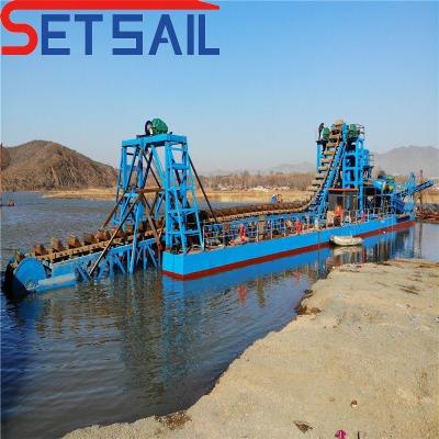 China Injection Pump Power 7.5kw-50kw Chain Bucket River Gold Mining Dredge Machinery Ship for sale