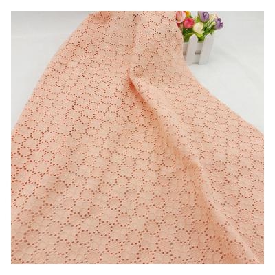 China Factory direct sale breathable organic cotton voile dyed eyelet embroidery fabric for women and girls for sale