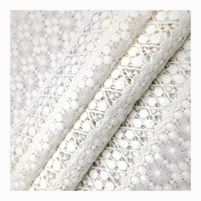 China Breathable 100% Cotton Embroidery Fabric Wedding Dress Lace Fabric Water Soluble for sale