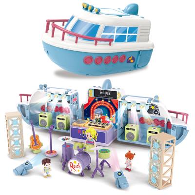 China Amazon High Quality Children's Plastic Pretend Play Set Two In A Cruise Music DIY Role Playing Toys 32.5*19*20CM for sale