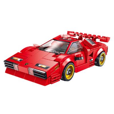 China Plastic Building Toy Panlos 666022 Building Block Car Education ABS Countach Red Sports Car Toy Racing Model for sale