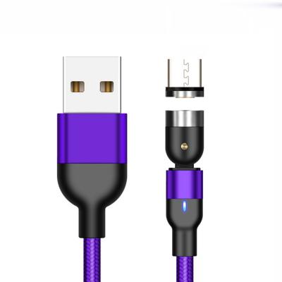 China 360 Fast Charging Magnetic Cable 1M 2M 3M Nylon Braided Cable 2020 Degree Magnetic Strength Adjustable Fast Charging USB Cable Pigtail Charging Cable for sale