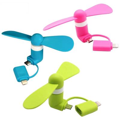 China 2018 High Efficiency Promotional Gift 2 In 1 USB Fan Mobile Phone USB Fan For iPhone 7 For Android for sale