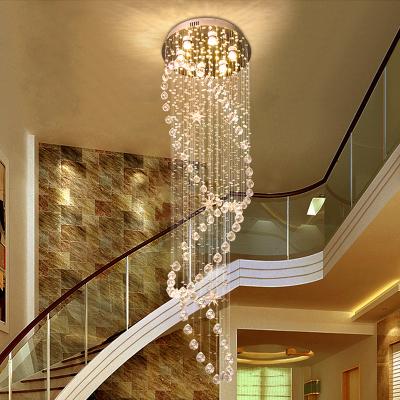 China Led Modern Lstairs Spiral Design K9 Crystal Chandelier Lights Villa Hotelchandelier Large Lustres Home Linear Pendant Lighting à venda