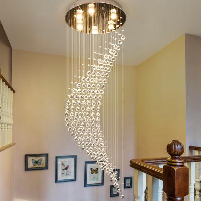 Cina Linear Crystal Long Arabian Pendant Light Large Size Spiral Long Modern Stair Foyer Fixture Hotel Villa Luxury Chandelier in vendita