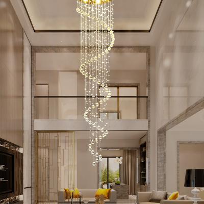 Cina European Modern Creative Art LED Chandelier Ceiling Linear Pendant Lights Hotel Villa Living Room Spiral Crystal  Chandelier in vendita