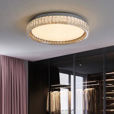 China Luxury Led Ceiling Modernamrna-1273 Decorative Round Chrome Led Ceiling Lamp Bedroom Modern Gold K9 Crystal Ceiling Light for sale