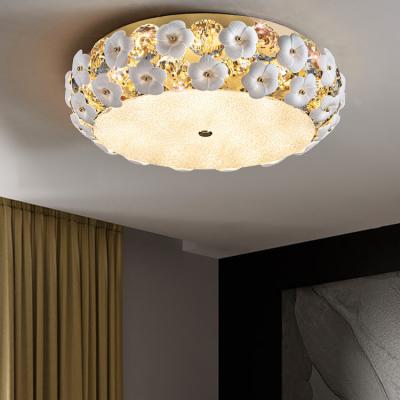 China Handy Brite Modern Luxury Round Chrome Crystal Ceiling Lamp Hotel Bedroom Decorative Led Dimmable Ceiling Fan With Lights for sale