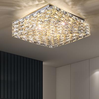 China Modern Glossy Square Rectangle Crystal Ceiling Light Luxury Interior Hanging Lamp handy brite led Dimmable Ceiling Chandeliers for sale