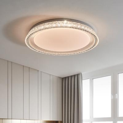 China House Lighting Ceiling Modern Luxury Round Chrome Crystal Ceiling Lamp Hotel Bedroom Decorative Led Dimmable Ceiling Lights for sale