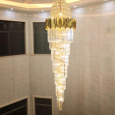 Κίνα Long Staircase Crystal Chandelier Modern Loft Crystal Lamp Long Chandelier Simple Luxury Villa Living Room Large Pendant Light προς πώληση