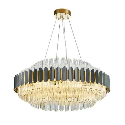 China Spiral Design Long Crystal Chandeliers Led Light Ac110 220V Lustre Hanglamp Modern Staircase Lighting Fixtures for sale