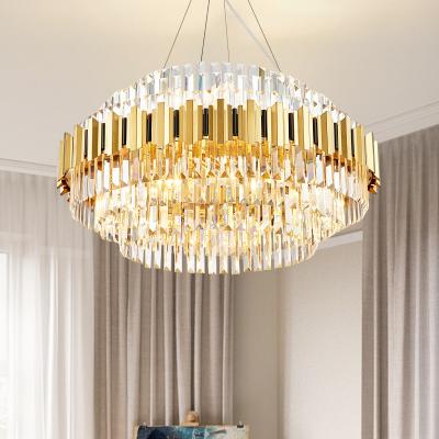 Κίνα LED Postmodern Crystal Iron Round Oval Chandelier Pendant Lighting Lustre Suspension Luminaire Lampen For Dinning Room προς πώληση