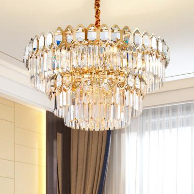 China Gloden Modern Chandelier Lighting For Living Room Luxury Round Crystal Lamp Home Decoration Chain Led K9 Cristal Light Fixtures for sale