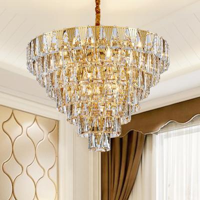 Κίνα LED Modern Stainless Steel Crystal Silver Golden Designer Lustre Chandelier Lighting Suspension Luminaire Lampen For Foyer προς πώληση