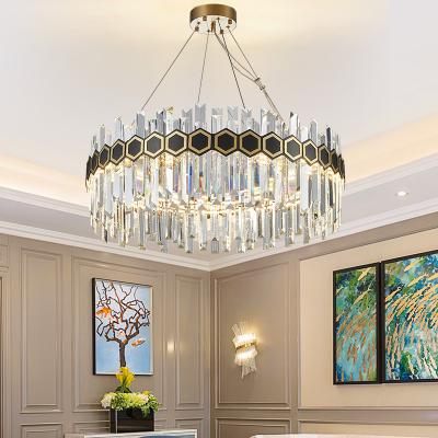 China Led Postmodern Crystal Stainless Steel Golden Designer Chandelier Lighting Lustre Suspension Luminaire Lampen For Dinning Room for sale