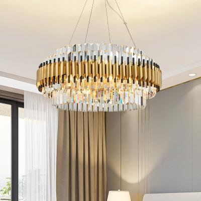 China Luxury Modern Chandelier Lighting for Dining Room Round Gold Crystal Lamps Restaurant Interior Lighting Shandalier Chandelier for sale