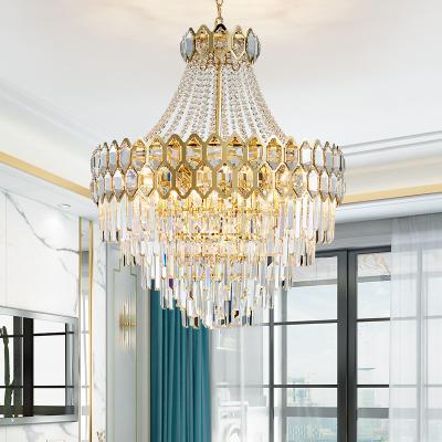 China French Chandelier Lighting Crystal Glass Light Droplet Modern Luxury 4 Lamp Waterfall Hanging Lighting For Living Room Hotel for sale