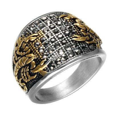 China Cool Hiphop Scorpion Stainless Steel Black Gold Scorpion Riding Ring Crystal Male Punk Male Seal Ring for sale