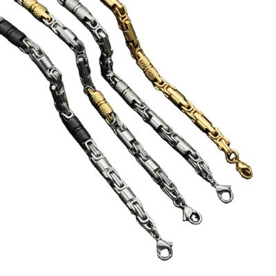 China Hiphop Beiyan Jewelry New Fashion 6mm 18k Gold Plated Byzantine Stainless Steel Necklace for sale