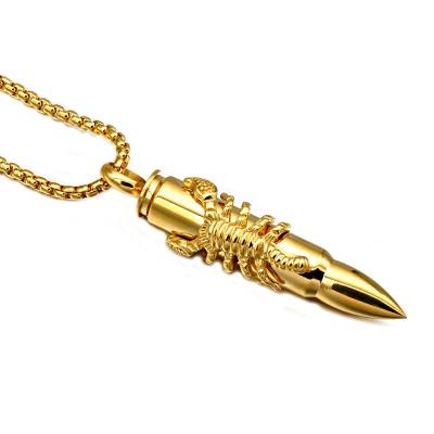 China Fashion Trendy Mens Stainless Steel Necklace Scorpion Bullet Chain Necklace for sale