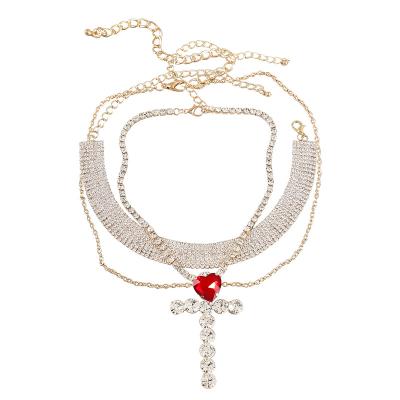 China Cross Necklace Women Jewelry New Rhinestone Love Cross Religious Women Pendant Necklace Fashion Dinner Jewelry Accessories Luxury for sale