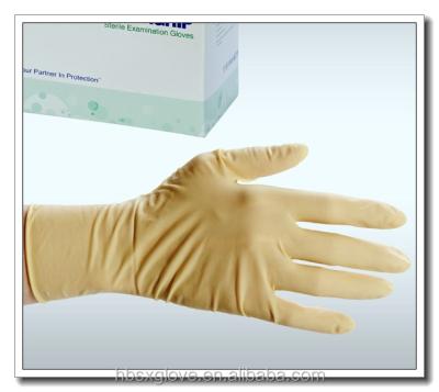 China Lightly powdered; textured surface; Left Straight Latex Examination Gloves Powder Free Malaysia Disposable Medical Prices for sale