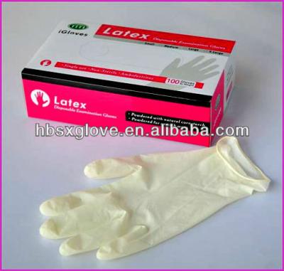 China Lightly Powdered Malaysia Medical Latex Disposable Examination Gloves Prices for sale