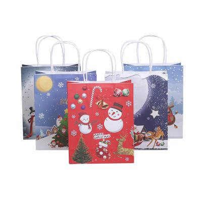 China Recyclable Sacola De Papel Personalizada Bolsas De Papel Wrapping Paper Santa Christmas Paper Gift Bag Self Seal Red for sale