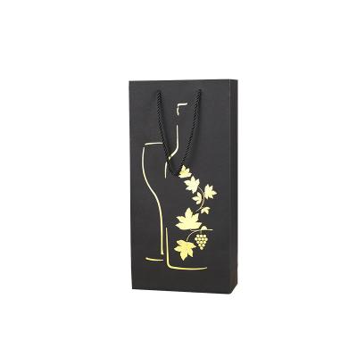 China Recyclable Outdoor Portable Paper Wine Bottle Packaging Carrier Bag With Handle for sale