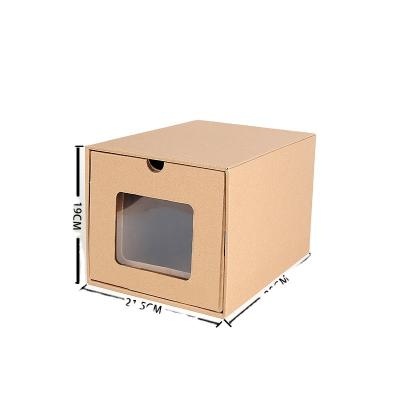 China Recyclable Cheap Custom Women's Shoe Package Box Eco Friendly Sneaker Boxes Men Folding Logo Kraft Paper Drawer Shoe Box With Handle for sale