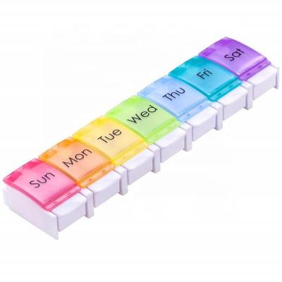 China Portable Single-row High Quality Weekly Eco-friendly Pill Organizer ANNXIN Long Mini Color Pill Box for sale