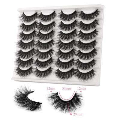 China Natural Soft Support Customized 3D Multilayer False Eyelashes 14 Pairs Long Thick Mink Eyelashes in Natural Cut for sale