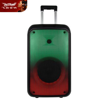 China Loud Outdoor Portable Speaker High Quality 8 Inch LED Flashing Light Large Portable Speaker For Dance Party Trolley Radio Sound Audio Loudspeaker for sale